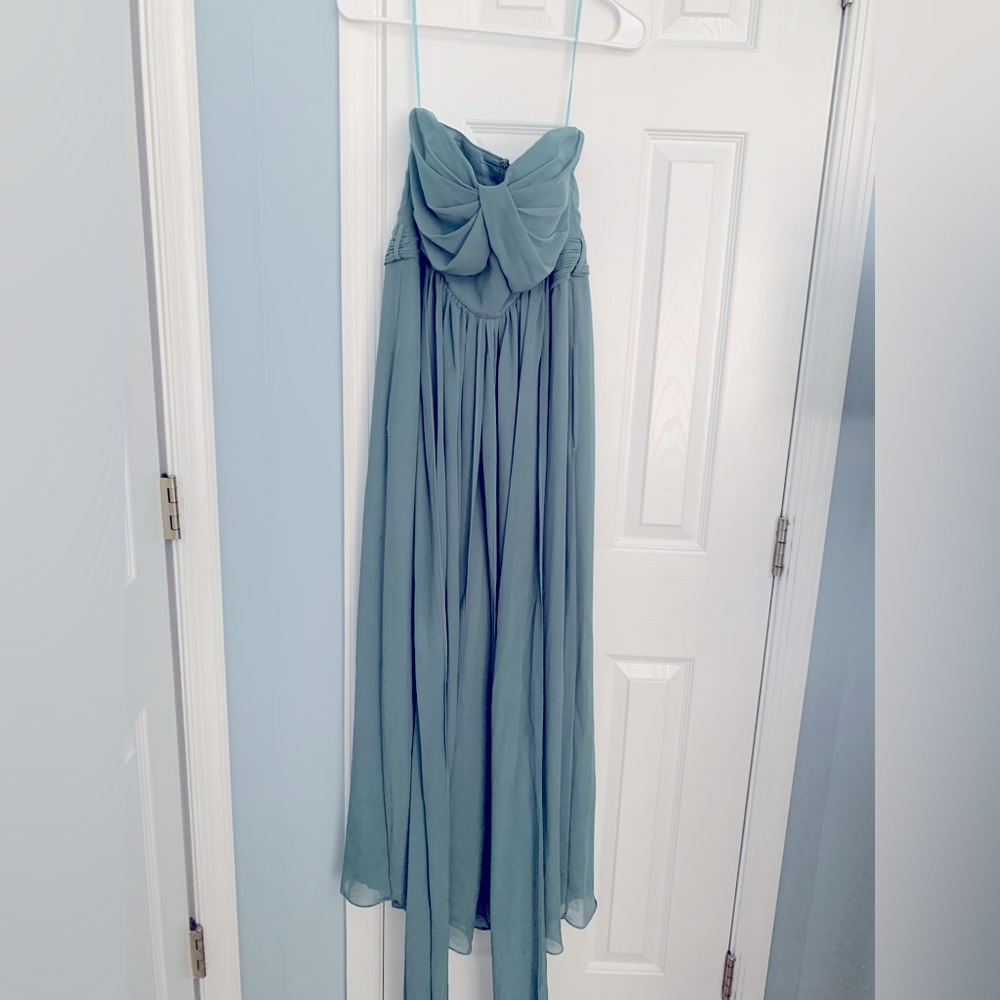 Birdy Grey Gigi Jumpsuit Bridesmaid Chiffon Sea Glass size M